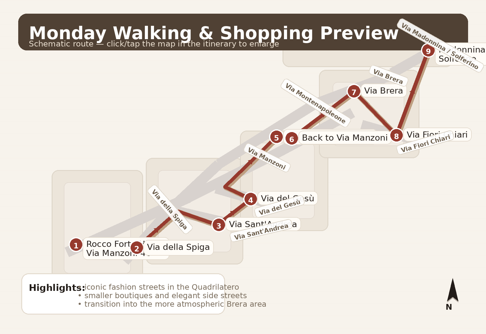 Monday walking route map