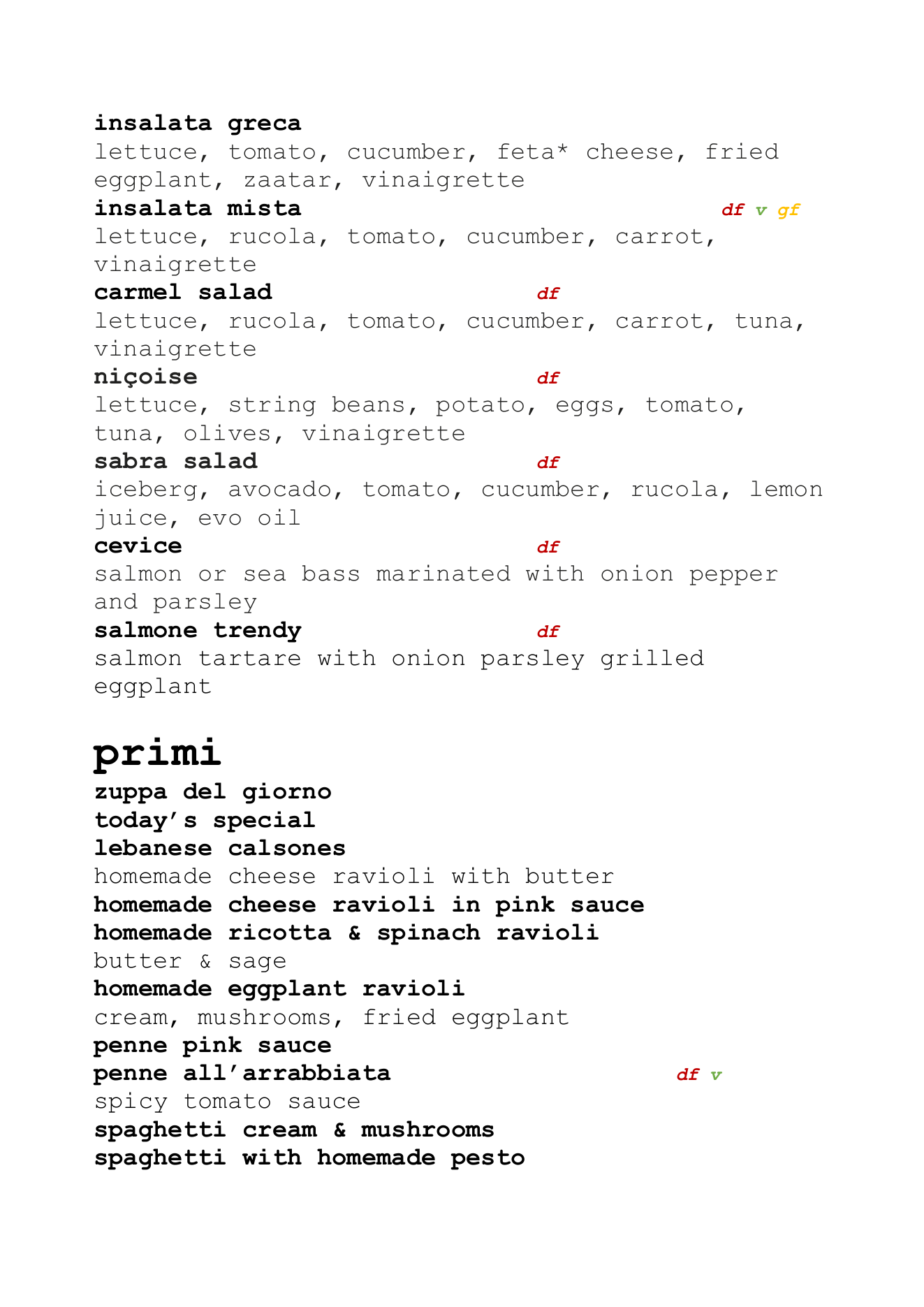 Carmel menu page 4