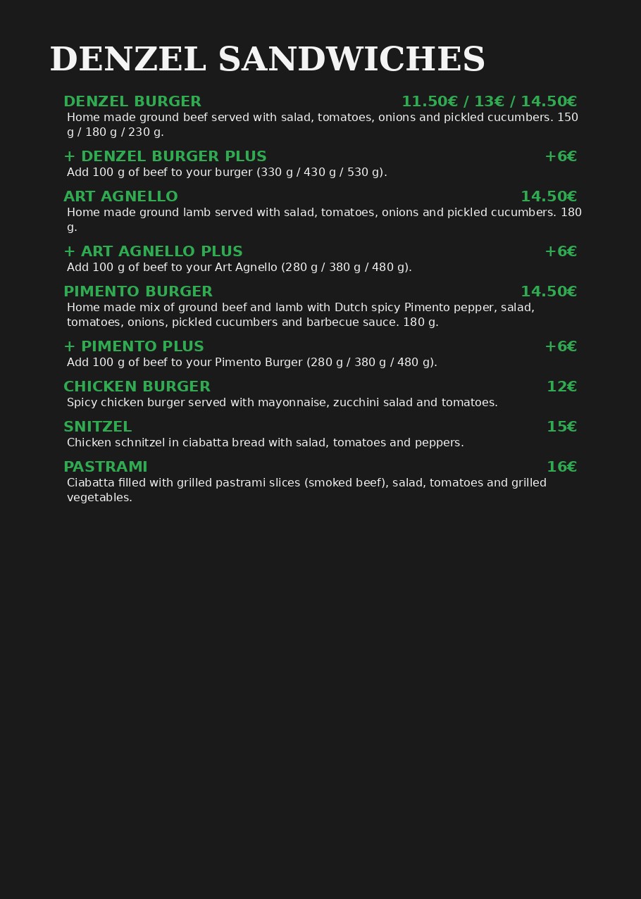 Denzel menu page 5